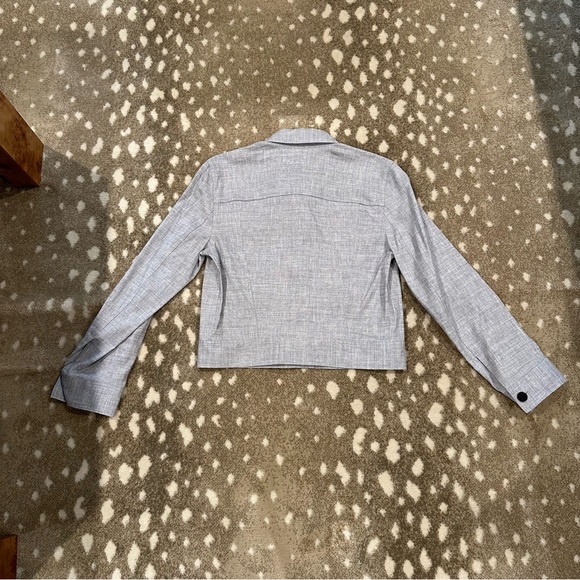 Theory Denim Light JCKT/Long Sleeve Bluet Melange Eco Sharkskin Top. Size S NWT - Picture 10 of 15